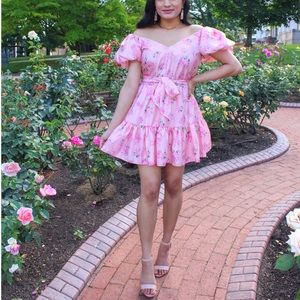 LOVESHACKFANCY X TARGET sz 2 Cecile Puff sleeve short flounced romantic dress